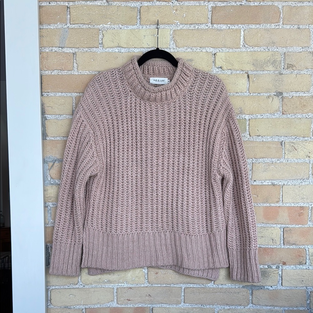 Indie & Cold Pink Chunky Knit Crew Neck Sweater
